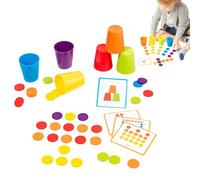 Kustimantu Tasses de Tasses pour, Tasses d'empilage Jouet - Tas de Nidification empilables Jouet Baignoire à Eau | Jeu de pensée de Puzzle avec 50 Cartes de Question Classification des Couleurs pour