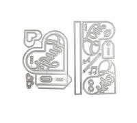 Kustimantu Troubles de l'amour pour la fabrication de cartes, tampons en métal en forme de cœur | Poinçon 3D en métal pour couper et gaufrer - Cadre en forme de cœur pour la Saint-Valentin, modèle