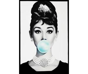 KUSTOM ART Affiche murale décorative Acteurs célèbres d'Hollywood Audrey Hepburn Chewing Gum Impression artistique sur papier couché 42 x 30 cm sans cadre
