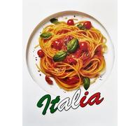 KUSTOM ART Affiche murale décorative série Etats et villes célèbres Italie Pâtes à la tomate Impression sur carton 40 x 30 cm sans cadre