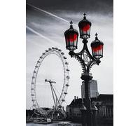 KUSTOM ART Affiche murale décorative Série Grandes Capitales : Londres London Eye Millennium Wheel Roue du Millénaire Impression artistique sur papier couché 42x30 cm sans cadre