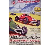 KUSTOM ART Affiche murale décorative Série Locandine Événements Grand Prix du Portugal Lisbonne 1959 Impression sur papier couché 42 x 30 cm sans cadre