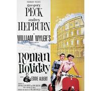 KUSTOM ART Affiche murale décorative Série Locandine Film Célèbres Roman Holiday Vacances Romaines Impression Gregory Peck Audrey Hepburn sur carton 40 x 30 cm sans cadre