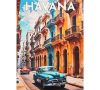 KUSTOM ART Affiche murale décorative série paysage et ville Havane rue ville Cuba Havane Illustration Impression sur papier couché 40 x 30 cm sans cadre