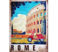 KUSTOM ART Affiche murale décorative série paysages et villes Rome Colisée Illustration Rome Impression sur papier couché 40 x 30 cm sans cadre