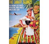 KUSTOM ART Affiche murale décorative série publicitaire vintage Fly Iberia îles Canaries Impression sur papier couché 42 x 30 cm sans cadre