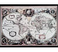 KUSTOM ART Affiche murale décorative série œuvres célèbres carte du monde historique hémisphères Nova Totius Terrarum Or eographica Impression sur papier carton 40 x 30 cm sans cadre