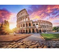 KUSTOM ART Affiche murale décorative série Villes célèbres Roma Colisée Coucher de soleil Impression artistique sur carton 40 x 30 cm sans cadre