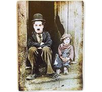 KUSTOM ART Aimant (aimant) Série Acteurs Célèbres Charlie Chaplin Vintage de collection Impression sur bois 10 x 6 cm