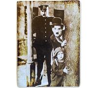 KUSTOM ART Aimant (aimant) Série Acteurs Célèbres Charlie Chaplin Vintage de collection Impression sur bois 10 x 6 cm