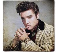 KUSTOM ART Aimant (aimant) Série Acteurs Célèbres Elvis Presley Style Vintage Collection Impression sur Bois 8 x 8 cm