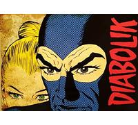 KUSTOM ART Aimant (aimant) Série Bandes dessinées Diabolik & Eva Kant Style Vintage de collection Impression sur bois 10 x 6 cm