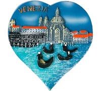KUSTOM ART Aimant de réfrigérateur 3D de résine Italie Venise Souvenir Cœur carré Saint-Marc Gondoles Cadeau Maison Cuisine de collection 7 x 6,5