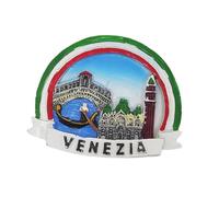 KUSTOM ART Aimant de réfrigérateur 3D en résine Venise San Marco Rialto en arc tricolore souvenir cadeau maison cuisine de collection 7,5 x 6 cm