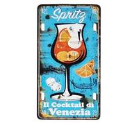 KUSTOM ART Aimant de réfrigérateur Italie en forme de mini plaque design Spritz le cocktail de Venise aimant en métal de collection 10 x 6 cm