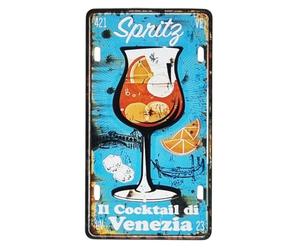 KUSTOM ART Aimant de réfrigérateur Italie en forme de mini plaque design Spritz le cocktail de Venise aimant en métal de collection 10 x 6 cm