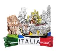 KUSTOM ART Aimant de réfrigérateur Italie Monuments les plus importants Colisée Tour de Pise Aimant 3D en résine de collection 8 x 7 cm 763-4