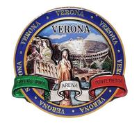 KUSTOM ART Aimant de réfrigérateur Italie Vérone pont pierre Juliette et Romeo aimant 3D effet brillant en bois de collection 9 x 8 cm LV/2