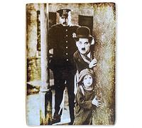 Kustom Art Aimant Série Acteurs Célèbres Charlie Chaplin Style Vintage pour Réfrigérateur / Garage/Bar Impression sur bois 10 x 6 cm