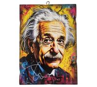 KUSTOM ART Albert Einstein Street Art Tableau mural en forme de série Grands personnages de l'histoire Impression sur bois 25 x 18 cm
