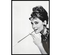 KUSTOM ART Audrey Hepburn Tableau de table ou murale série Star de Hollywood Impression sur bois 30 x 21 cm.