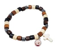 KUSTOM ART Bracelet religieux Saint Padre Pio avec croix en bois élégant et durable 800TM1010