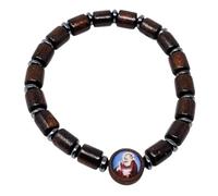 KUSTOM ART Bracelet religieux Saint Padre Pio en bois, couleur marron foncé, élégant et résistant, 800/TM
