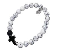 KUSTOM ART Bracelet religieux Saint Padre Pio et croix, couleur blanche, élégant et résistant, 800/TM