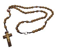 KUSTOM ART Chapelet couronne Saint Père Pio grains en bois ovale 7 mm 5897/TM2