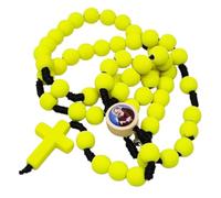 KUSTOM ART Chapelet Couronne San Padre Pio avec Croix Couleur Jaune Élégant et Résistant 1347