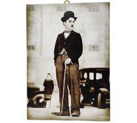 KUSTOM ART Charlie Chaplin Charlotte Impression Laser sur bois MDF 25 x 18 cm
