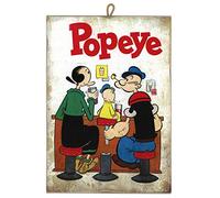 KUSTOM ART Cucuba Tableau à carreaux style vintage série bande dessinée Popeye Bras de fer de collection Impression laser sur bois