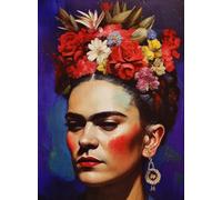 KUSTOM ART Frida Kahlo - Affiche murale décorative de la série de personnages célèbres avec des fleurs, impression artistique sur papier couché 40 x 30 cm sans cadre