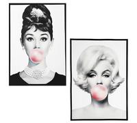 KUSTOM ART Lot de 2 affiches murales décoratives de la série Acteurs Hollywood Marylyn Monroe Audrey Hepburn Impression artistique sur papier couché 42 x 30 cm sans cadre