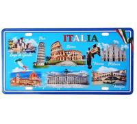 KUSTOM ART Plaque en métal motif en relief Italie Monuments et villes les plus importantes Milan Cathédrale Rome Colisée Venise Rialto Tour de Pise Design Artistique avec trous et aimants 31 x 15 cm