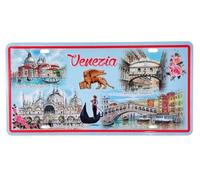 KUSTOM ART Plaque en métal motif en relief Venise Monuments les plus importants Basilique Saint-Marc Pont des Soupirs Pont du Rialto Design artistique avec trous et aimants 31 x 15 cm TG-57