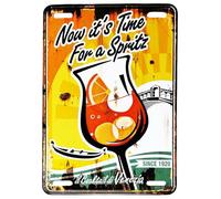 KUSTOM ART Plaque rétro en métal motif en relief Now it's Time for a Spritz Venise Design vintage avec trous et aimants 25 x 18 cm