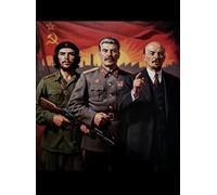 KUSTOM ART Poster décoratif mural série grands personnages de l'histoire Staline Che Guevara Lénin Impression artistique vintage sur papier patiné 40 x 30 cm sans cadre