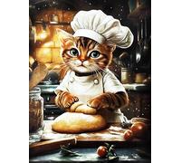 KUSTOM ART Poster mural décoratif série animaux Aristocratiques chat cuisinier boulanger impression artistique sur papier couché 40 x 30 cm sans cadre