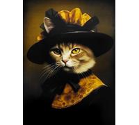 KUSTOM ART Poster mural décoratif série animaux Aristocratiques chat élégant imprimé artistique sur papier couché 40 x 30 cm sans cadre