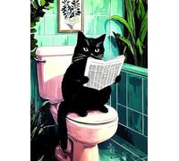 KUSTOM ART Poster mural décoratif série animaux Aristocratiques chat loi journale sur eau, impression artistique sur papier couché 40 x 30 cm sans cadre