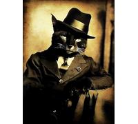 KUSTOM ART Poster mural décoratif série animaux Aristocratiques chat mafia imprimé artistique sur papier couché 40 x 30 cm sans cadre