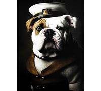 KUSTOM ART Poster mural décoratif série animaux Aristocratiques chien Bulldog pilote impression artistique sur papier couché 40 x 30 cm sans cadre