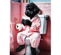 KUSTOM ART Poster mural décoratif série animaux Aristocratiques chien caniche avec téléphone portable sur eau, impression artistique sur papier couché 40 x 30 cm sans cadre