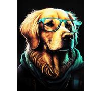 KUSTOM ART Poster mural décoratif série animaux Aristocratiques chien cocker avec lunettes impression artistique sur papier couché 40 x 30 cm sans cadre