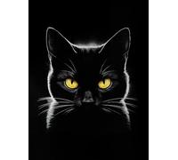 KUSTOM ART Poster mural décoratif série animaux chat noir regard avec yeux jaunes impression artistique sur papier couché 40 x 30 cm sans cadre