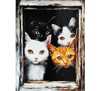 KUSTOM ART Poster mural décoratif série animaux décoration maison chats à fenêtre impression artistique sur papier couché 40 x 30 cm sans cadre