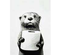KUSTOM ART Poster mural décoratif série animaux loutre papier toilette impression artistique sur papier couché 40 x 30 cm sans cadre
