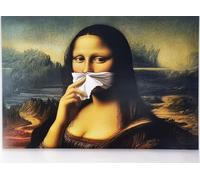 KUSTOM ART Poster mural décoratif série de peintures célèbres La Gioconda Monna Lisa avec mouchoir à nez, impression sur carton, 40 x 30 cm sans cadre