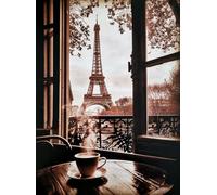 KUSTOM ART Poster mural décoratif série paysage et ville Paris vue tour Eiffel sur terrasse impression sur papier couché 40 x 30 cm sans cadre